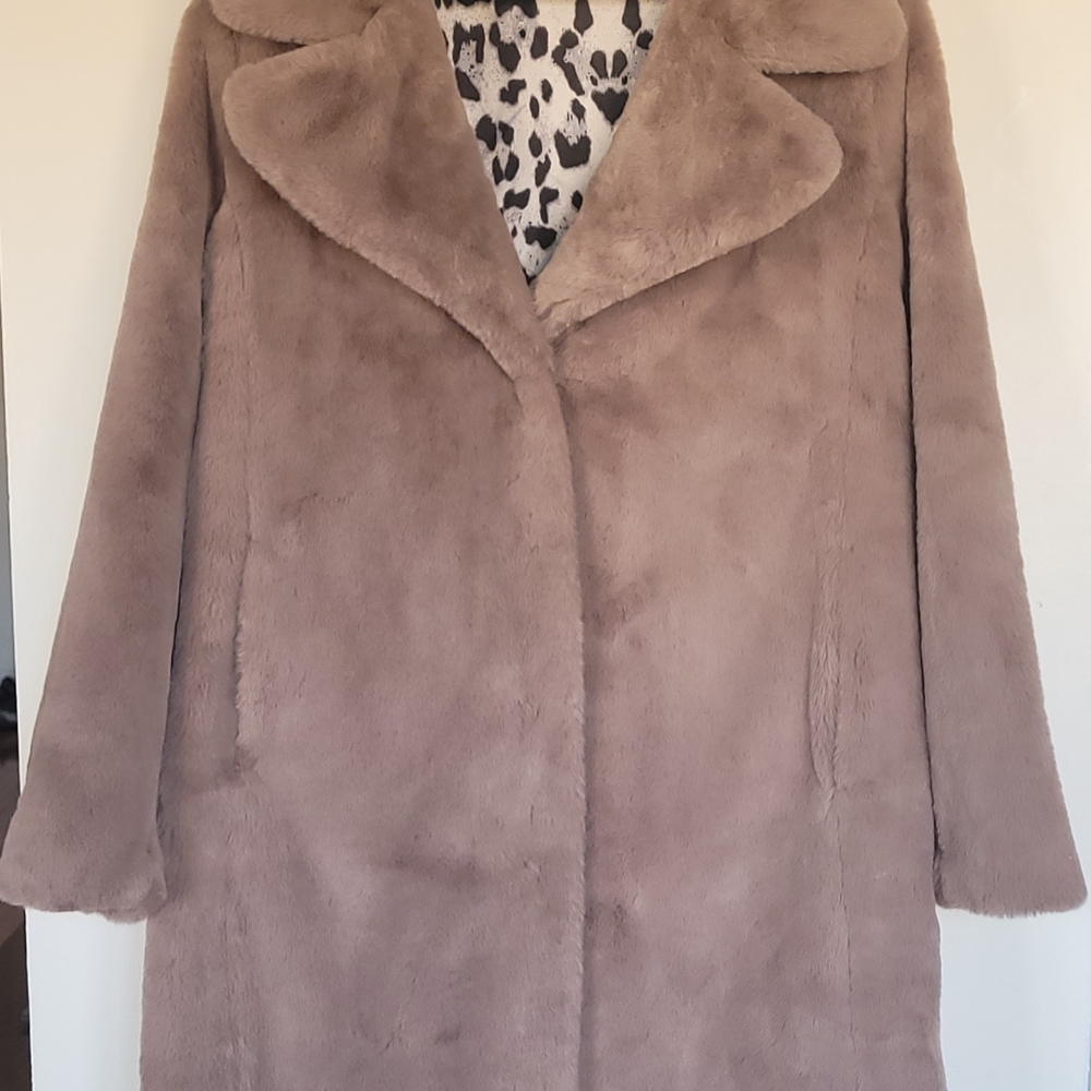 Badgley Mischka Plush Tan Teddy Jacket